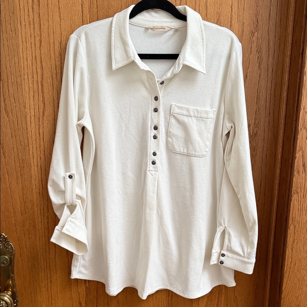 Soft Surroundings White Button-Down Shirt